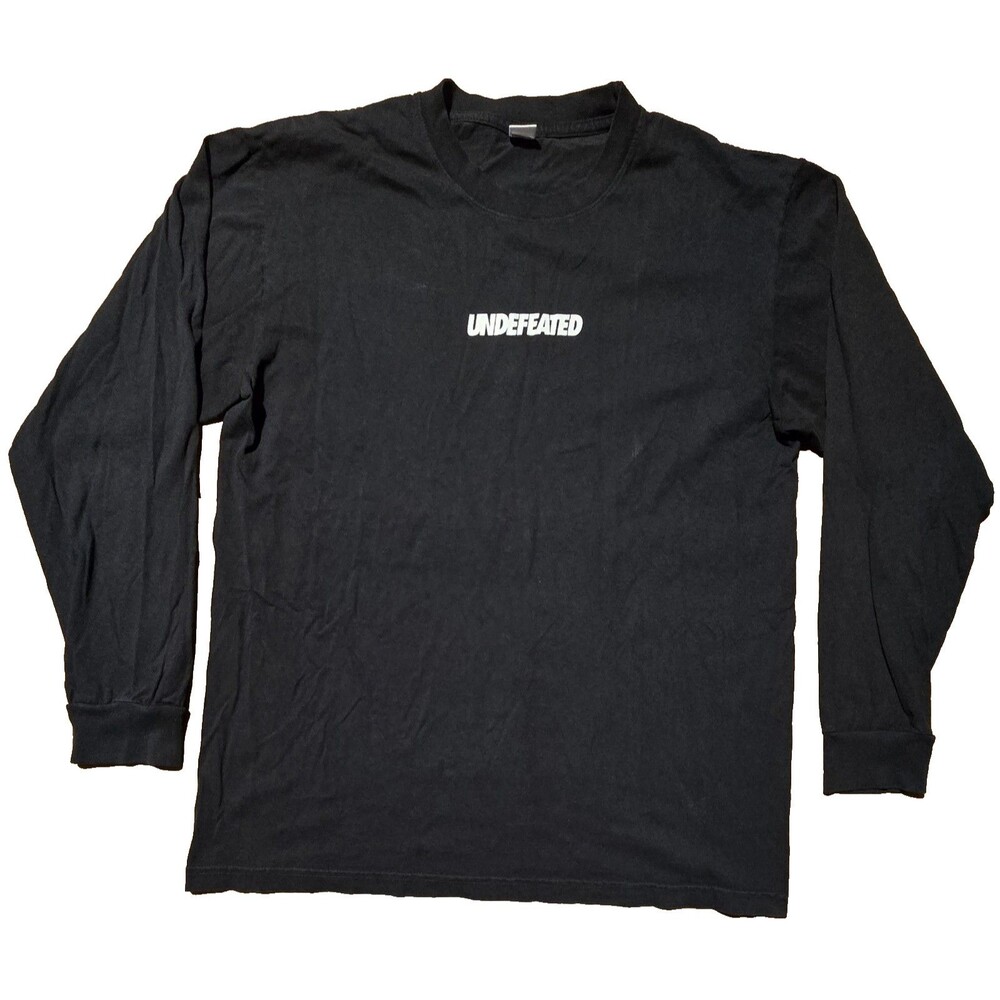 VTG UNDEFEATED Shirt Streetwear L Black Long Sleeve Center Chest Logo Light Fade